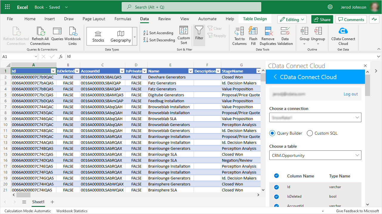 Connect to Redshift data in Excel