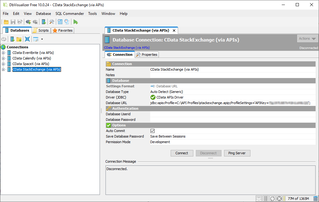 Connecting to the StackExchange Profile in DbVisualizer