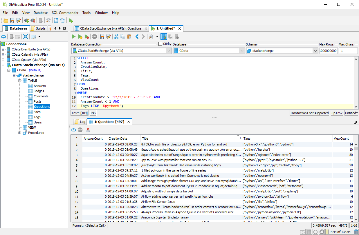 Query Results in DbVisualizer