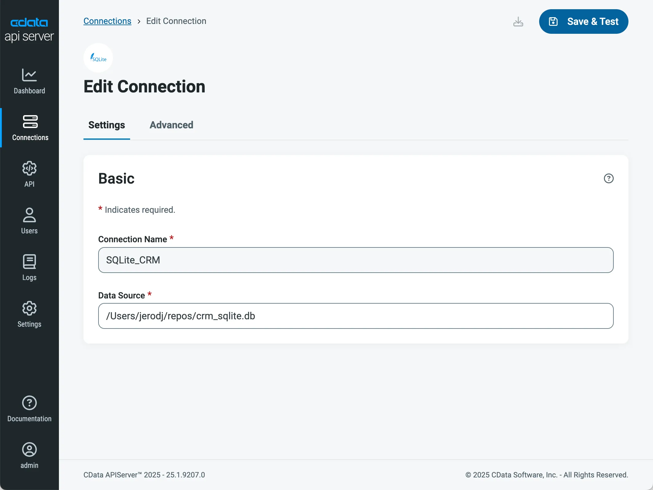 Configuring the SQLite Connection in API Server