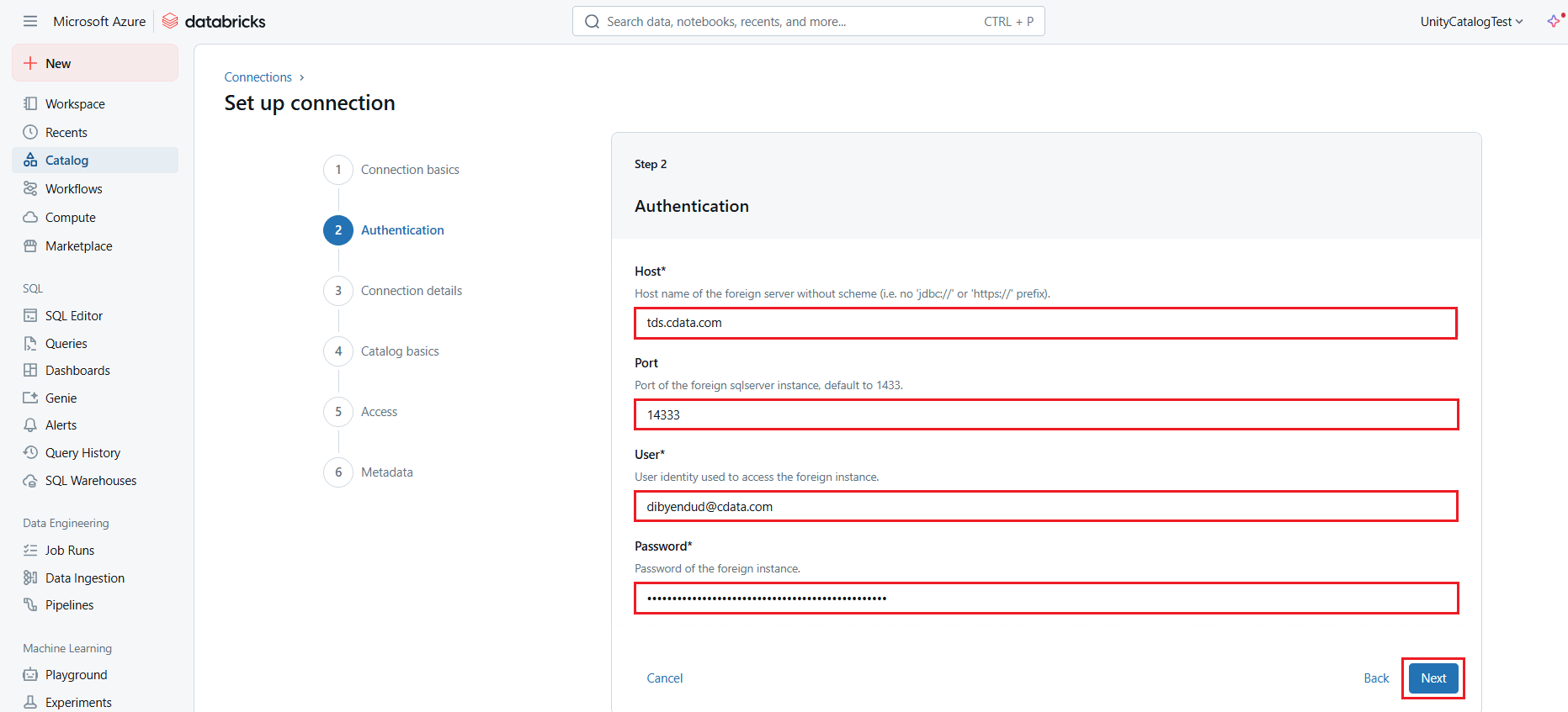 Add authentication details