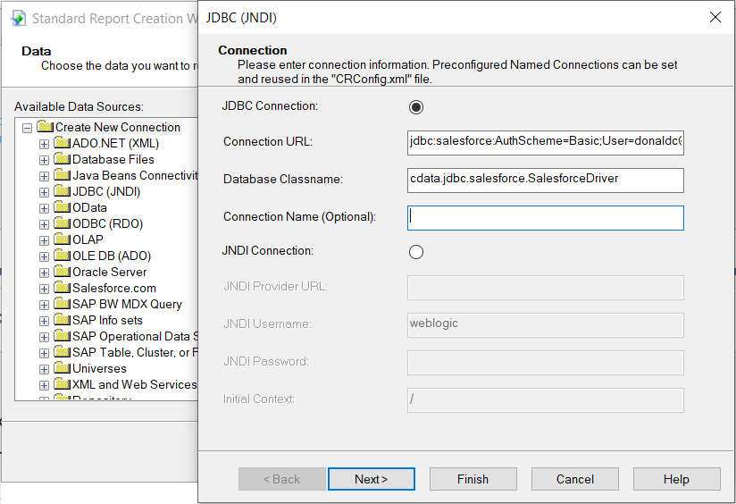 Create a new JDBC (JNDI) Connection