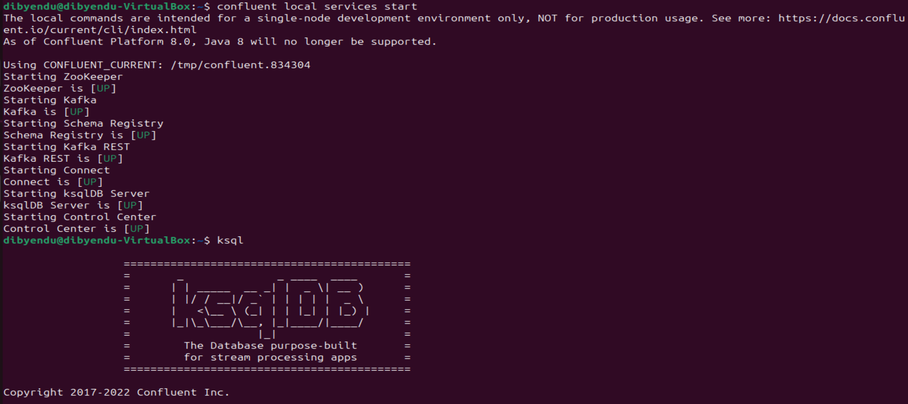 Start the Confluent local services