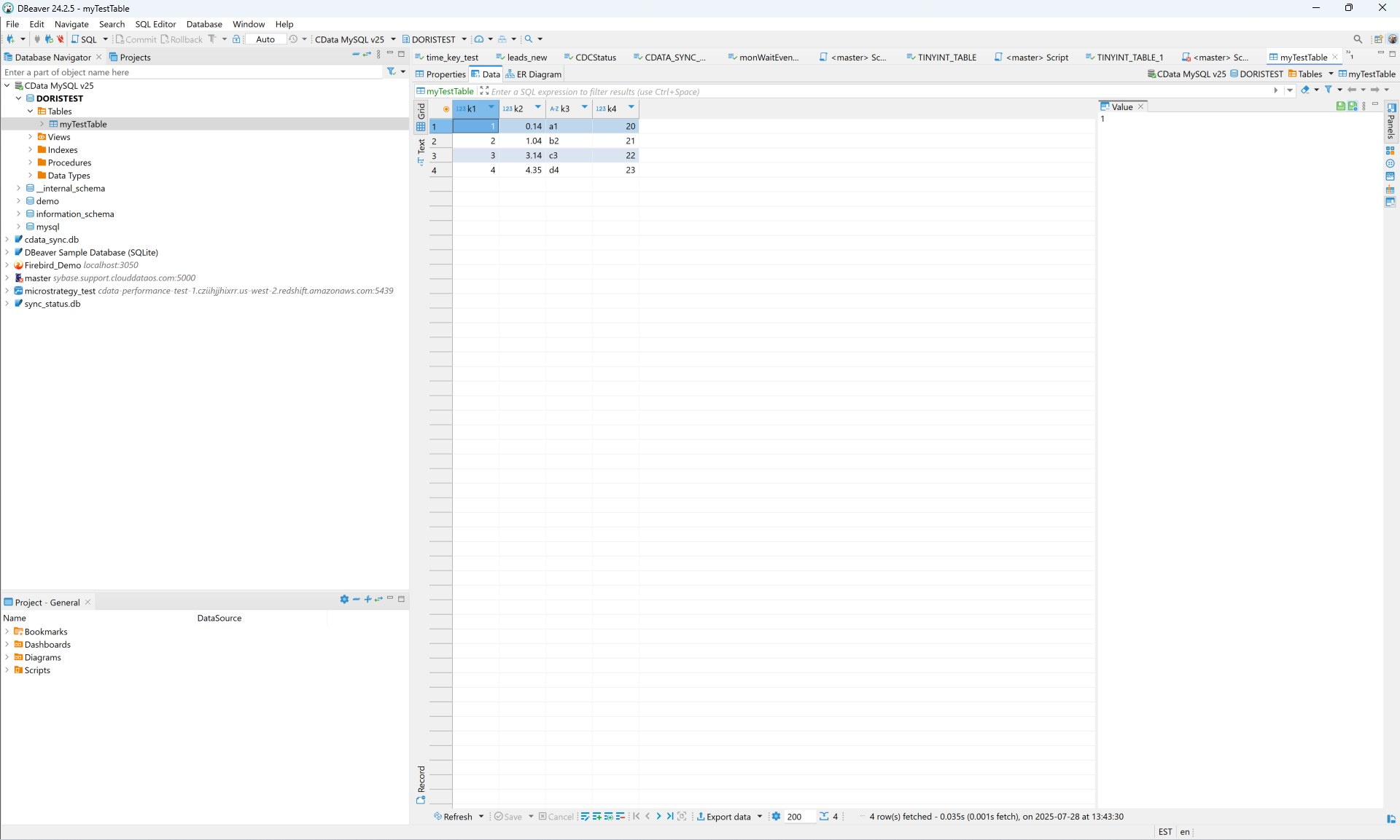 DBeaver Reads Apache Doris Table