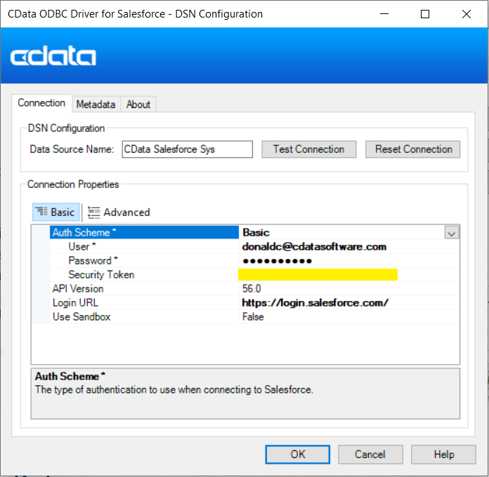 Create the ODBC DSN connection.