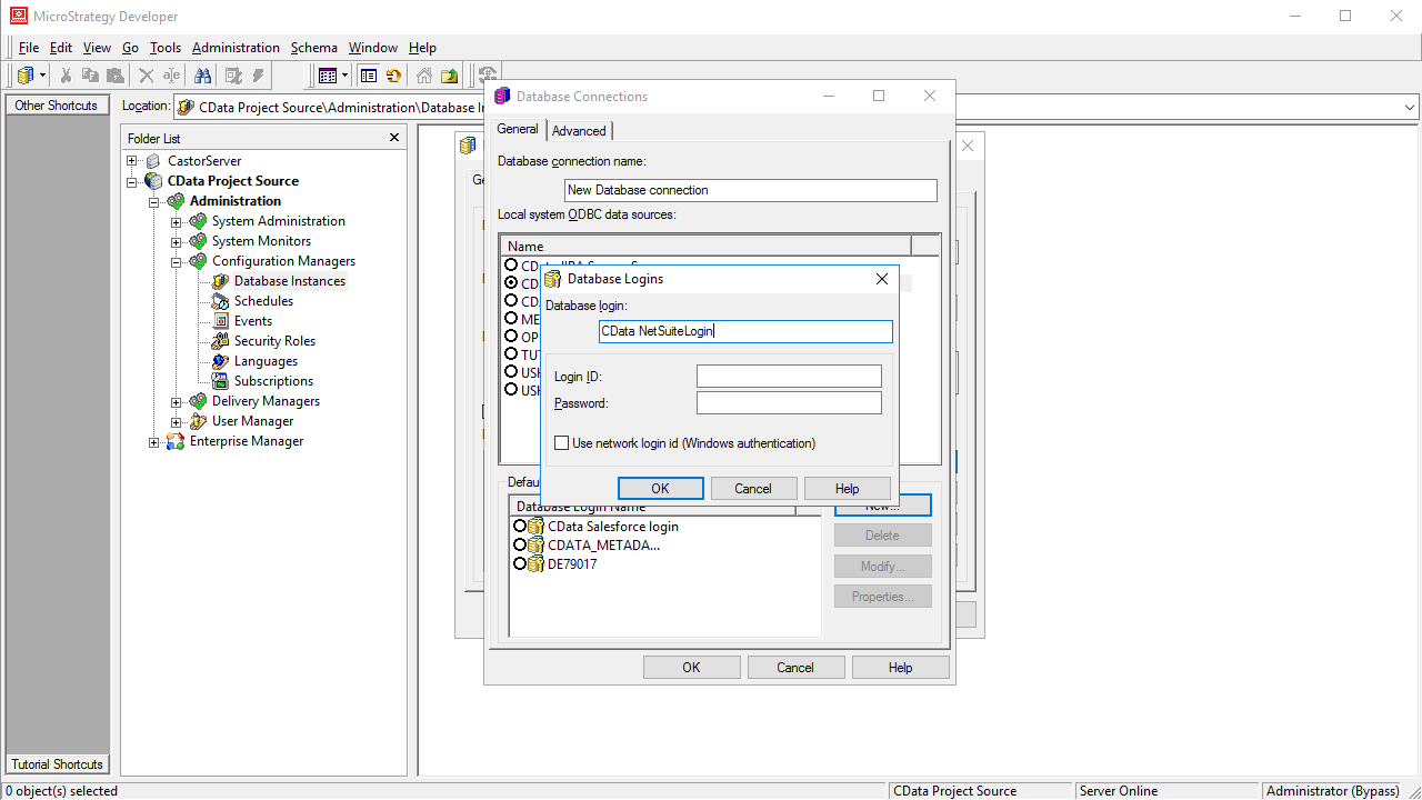 Create a new database login.