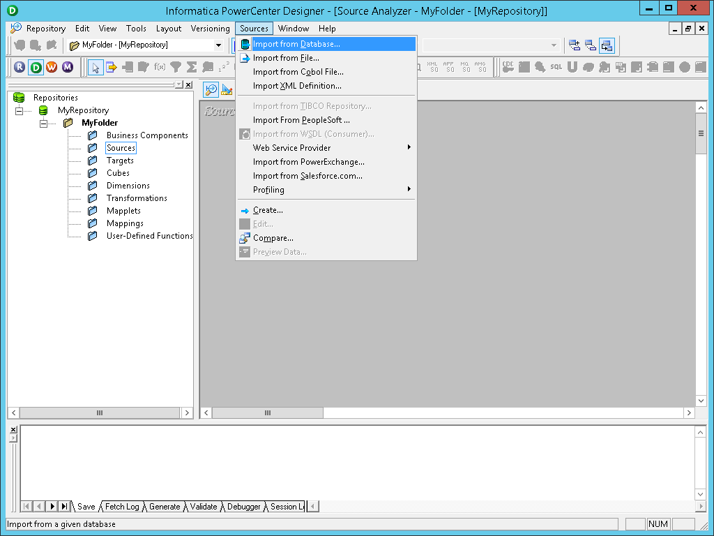 Import from Database.