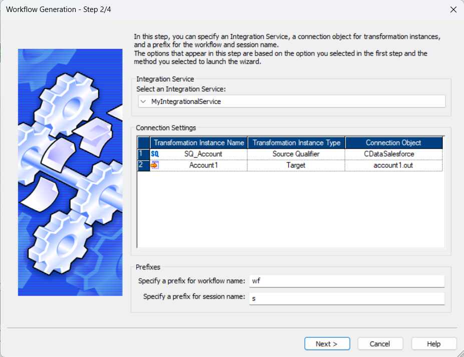 Created Integration Service. (Salesforce is shown.)