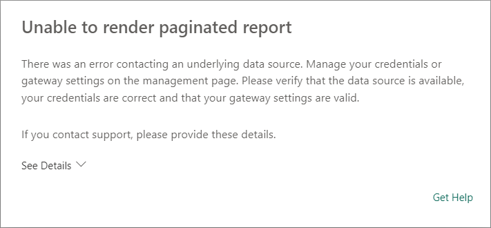 Unable to render paginated report.