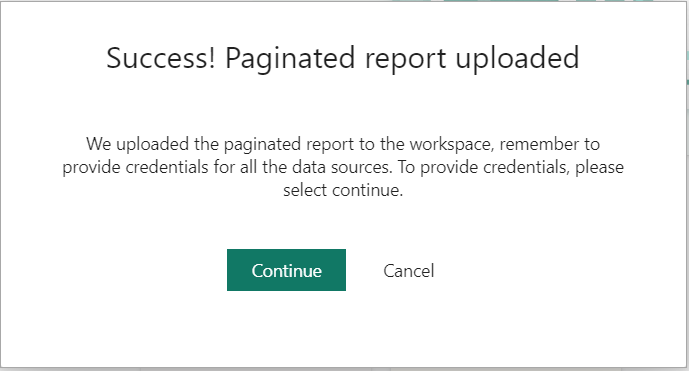 Paginated report successfully uploaded.