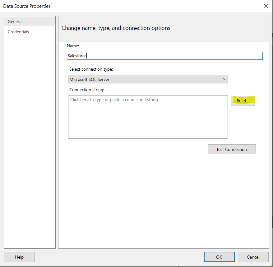 Build an ODBC connection