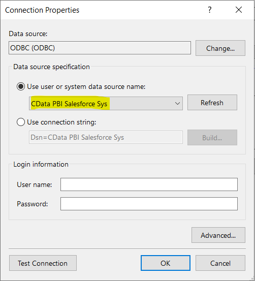 Choose CData Power BI connector for the datasource.
