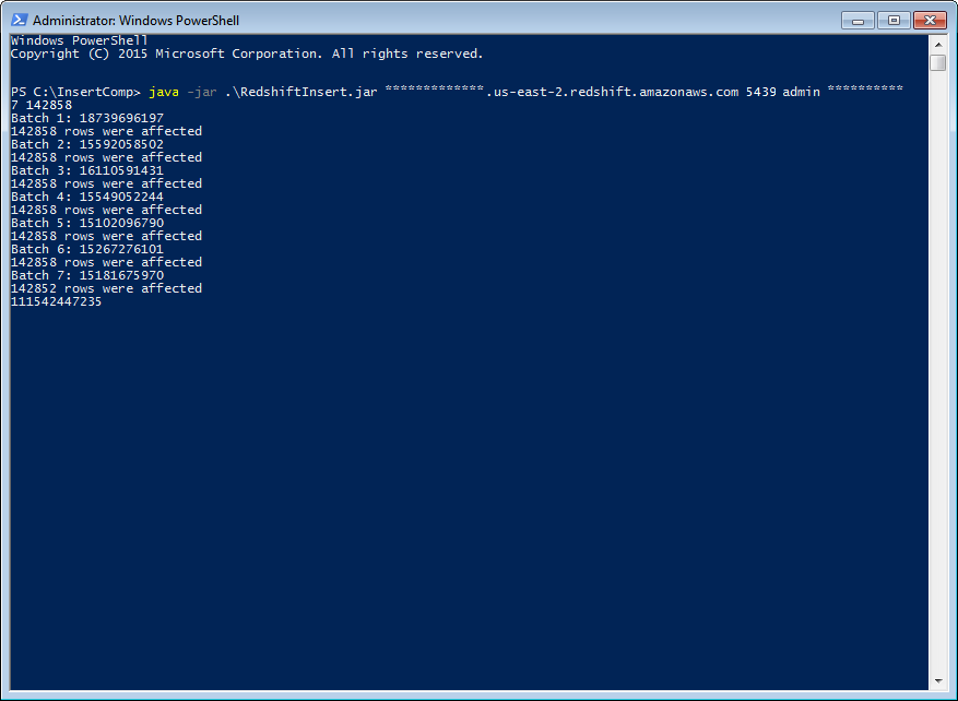 Results displayed from a simple Java application