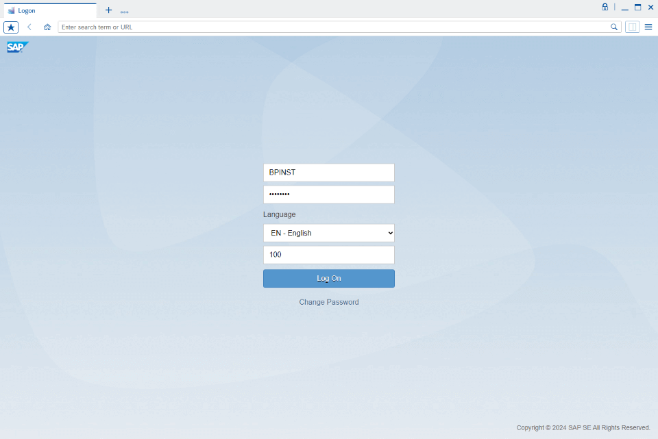 Fiori Login Screen in the SAP Business Client