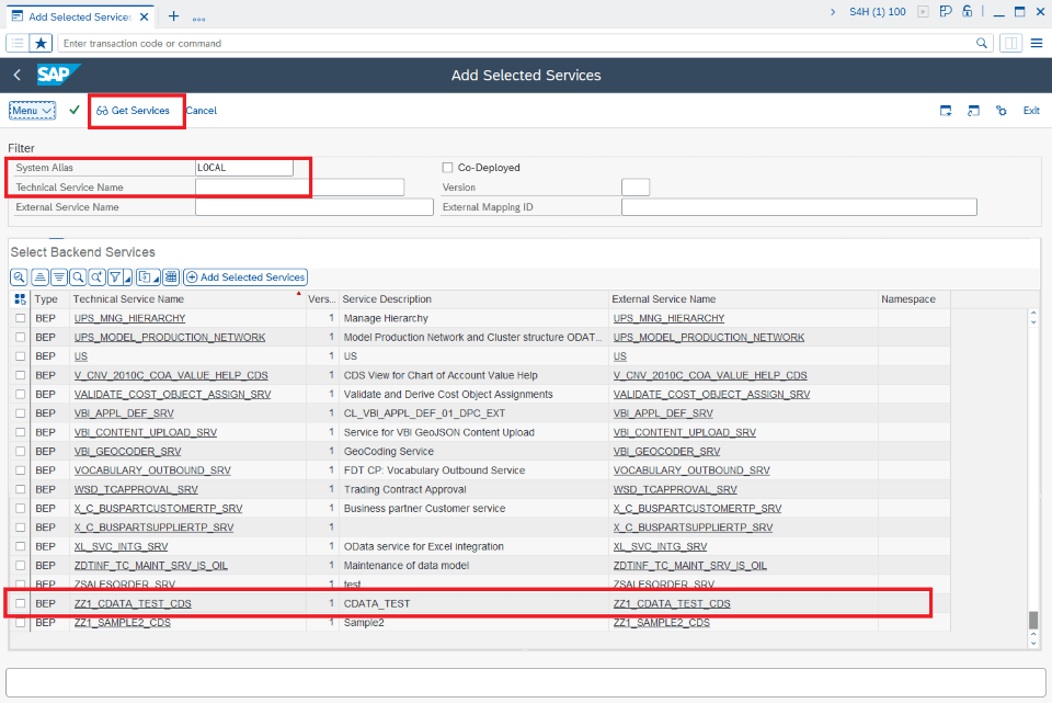 SAP Fiori Add Selected Services Screen