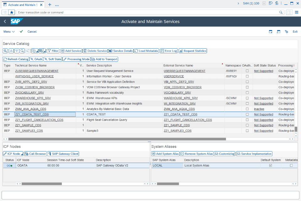 SAP Fiori Activate and Maintain Services Screen