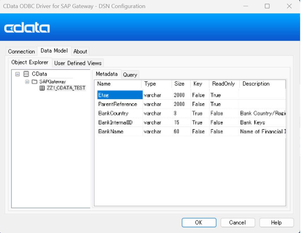 CData ODBC Driver for SAP NetWeaver Gateway - Configuration Screen