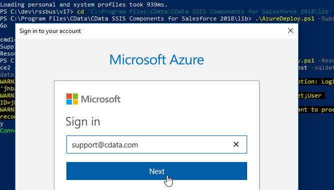 AzureDeploy.ps1 - Azure Login