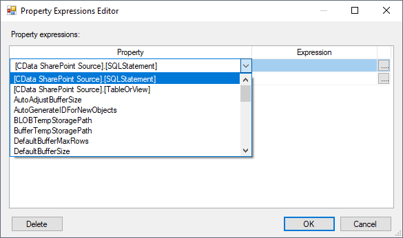 Setting the Expression for the Stored Procedure