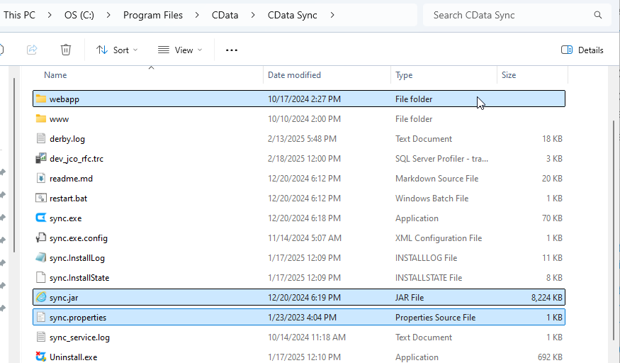Showing file structure