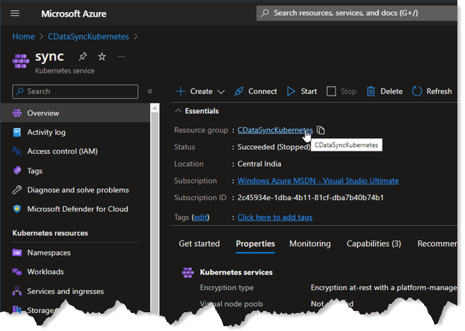 Navigating to resource group