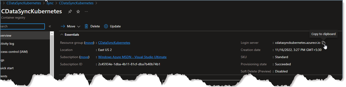 Showing login server