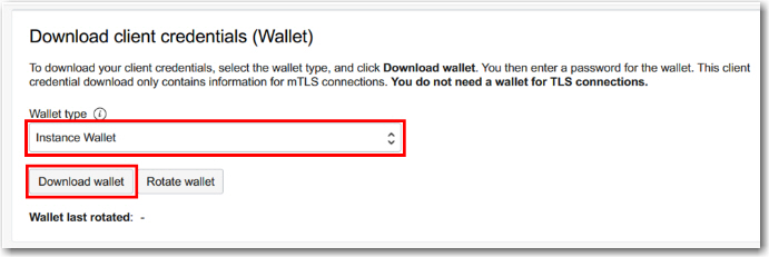 Downloading client credentials (Wallet)