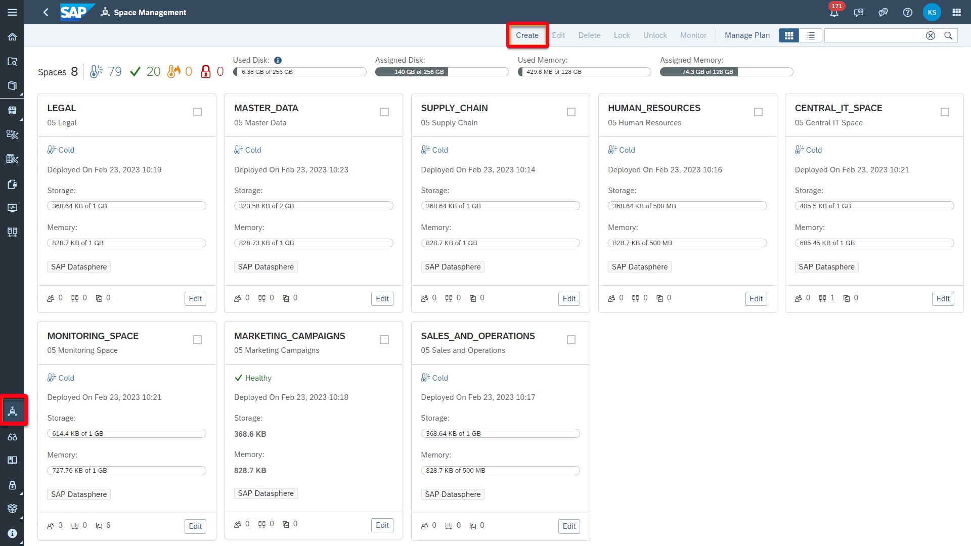 Create Space in SAP Datasphere