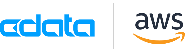 Logo of CData and AWS seperated by a vertical line